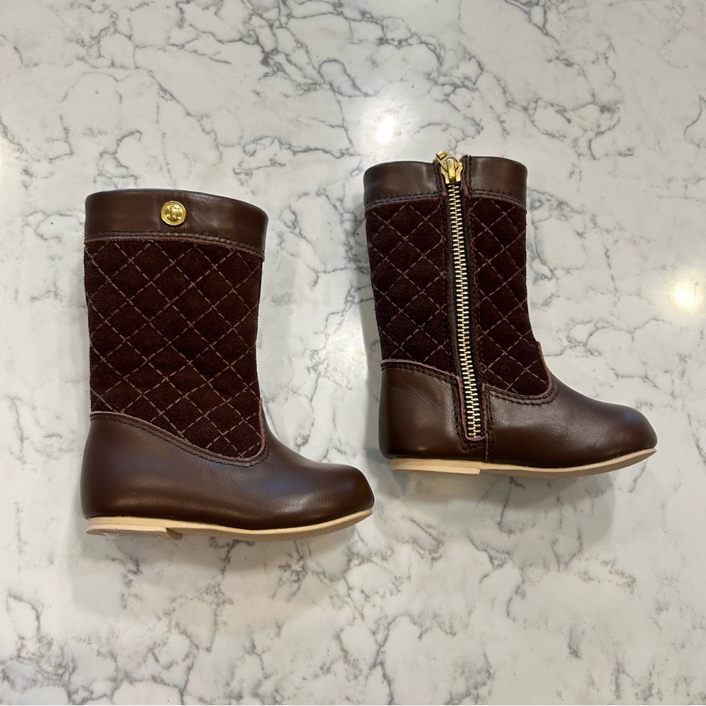 Janie & Jack Brown Leather Quilted Riding Boot Size 4 Toddler Infant